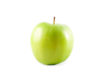 Green apple over white background