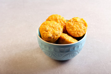 Pumpkin muffins with nuts and raisin