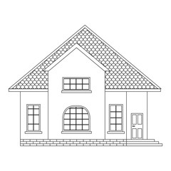 Vector the line house with windows a roof a door.line icon suburban  house.country house. country cottage 