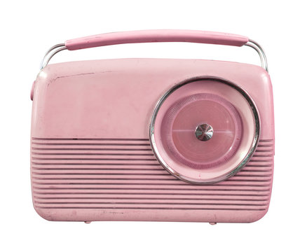 Retro radio isolate on white, vintage technology - pastel color
