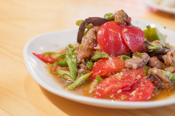 Grill Pork with spicy salad