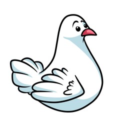 White dove cartoon illustration isolated image animal character 
