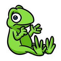 Green frog cartoon illustration isolated image animal 

character 