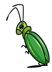 Green beetle insect cartoon illustration isolated image animal character 
