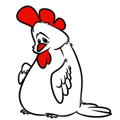 White Rooster cartoon illustration isolated image animal character 
