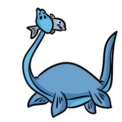 dinosaur plesiosaur cartoon illustration isolated image character