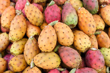 Full Frame Shot Of Prickly Pears For Sale In Market, Palermo, Sicily