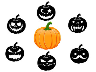 Collection of 6 pumpkins for Halloween Set 1