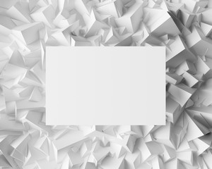 White abstract low poly background with blank in the center. Copy space. 3d rendering.