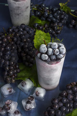 Frozen grapes with ice