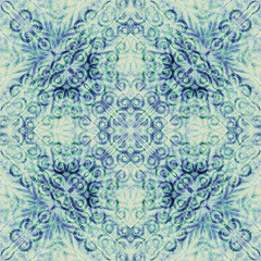 Bright texture colorful pattern background for scrapbook, top view. Collage mirror reflection. Seamless kaleidoscope montage for cushion, blanket, pillow, plaid, tablecloth, cloth, bandanna shawl