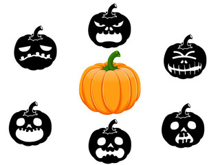 Collection of 6 pumpkins for Halloween Set 2