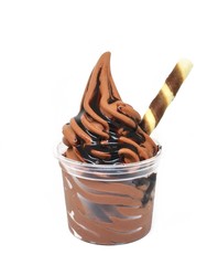  soft serve ice cream in a cup with topping