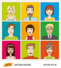 Set of cartoon people avatar icons