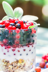 Healthy diet muesli colorful fresh fruit
