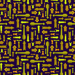 Set of hand drawn arrows. Colorful vector seamless pattern.