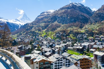 Obraz premium view of Zermatt and Matterhorn mountain in Switzerland