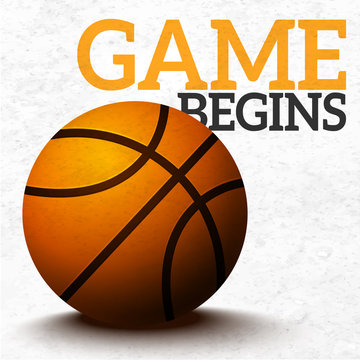Game Begins Poster or Flyer with Basketball.