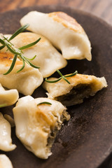 Polish pierogi filled with cabbage and mushrooms