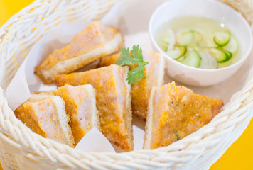 Fried bread with minced pork spread