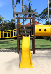 colorful playground at a tropical resort