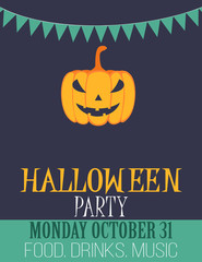 Vintage style Halloween party flyer design