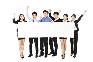 Obraz premium young Business group holding blank white board