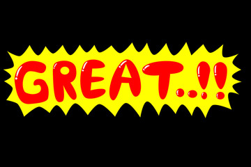 Sign, Great, at black background
