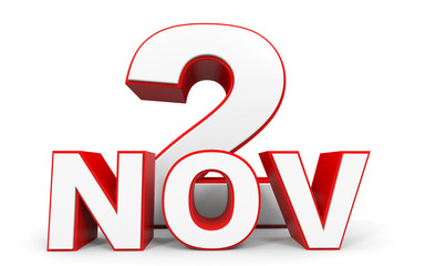 November 2. 3d text on white background.