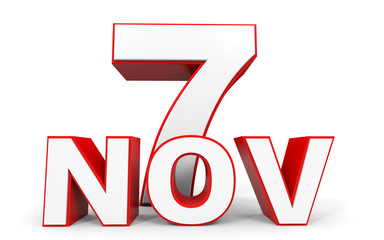 November 7. 3d text on white background.