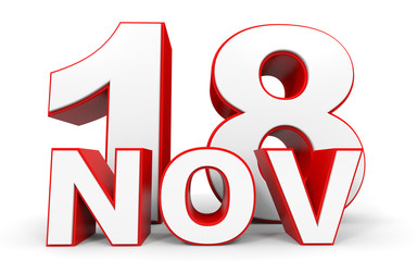 November 18. 3d text on white background.