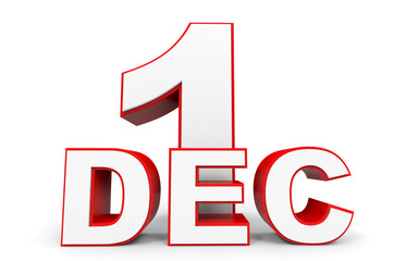 December 1. 3d text on white background.