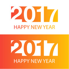 Happy New Year 2017 Text Design vector with trend orange-yellow gradient. Anniversary monogram.