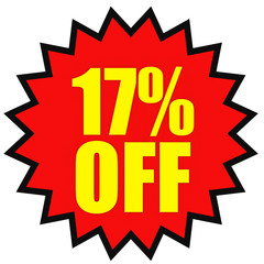 Discount 17 percent off. 3D illustration on white background.