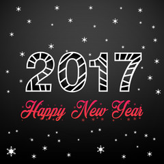Vector 2017 Happy New Year dark background with trend red-pink gradient and snowflakes. Numbers twenty, seventy with text.