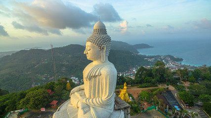 Beautiful Phuket's big Buddha in rainy season
