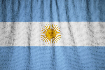 Closeup of Ruffled Argentina Flag, ArgentinaFlag Blowing in Wind