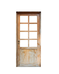 Wooden door front house, isolated,object