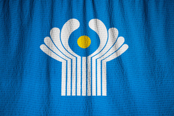 Closeup of Ruffled CIS Flag, CIS Flag Blowing in Wind