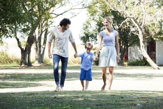 Family walking in the park