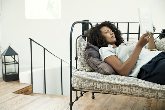 Woman engrossed in good book