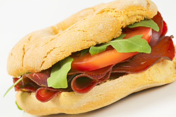 Friselle bread roll with smoked beef