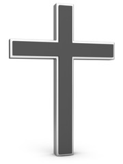 Christianity Symbol. Golden cross on a white background. 3D illustration