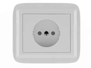 European wall outlet on white background.