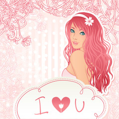 Wedding invitation design with bride