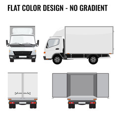 Vector small truck front side. Cargo delivery. Flat color