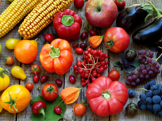 orange, red, purple fruits and vegetables