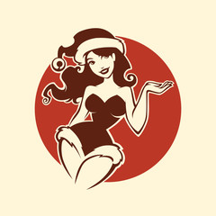 Pinup Marry Christmas and happy new year girl image - 121641308