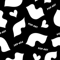 Decorative seamless background with lips. Lips poster. Pop-art. Print. Cloth design, wallpaper.