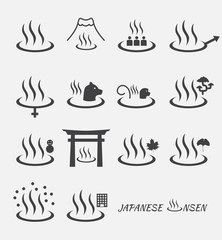 Set of Japanese hot spring marks ( onsen )